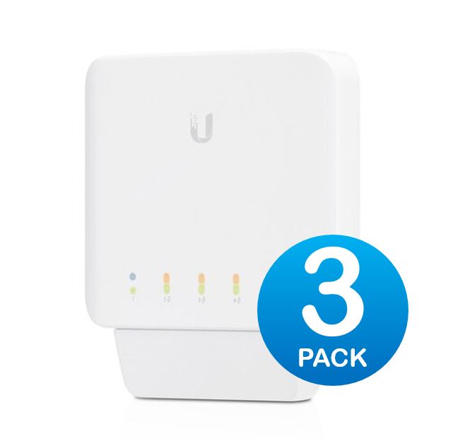 Ubiquiti USW Flex 3 Pack- Managed, Layer 2 Gigabit switch with auto-sensing 802.3af PoE support. 1x PoE In, 4x PoE Out, Ubiquiti USW Flex 3 Pack- Managed, Layer 2 Gigabit switch with auto-sensing 802.3af PoE support. 1x PoE In, 4x PoE Out,